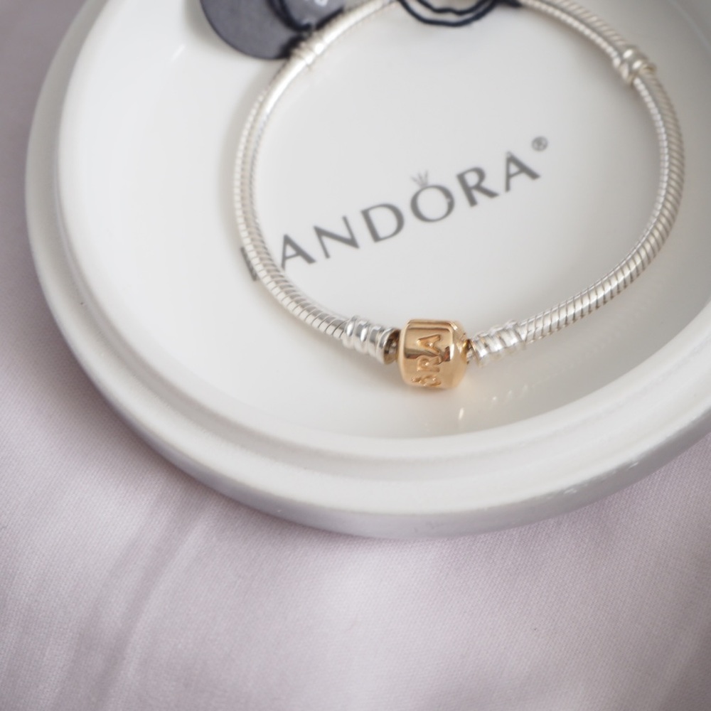 Pandora Sterling Silver w/ 14K Gold Clasp 590702HG - Picture 3 of 16